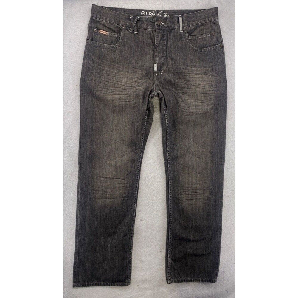 LRG Lifted Research Group Men's 38x34 Black Jeans VTG Y2K Skate Baggy Straight